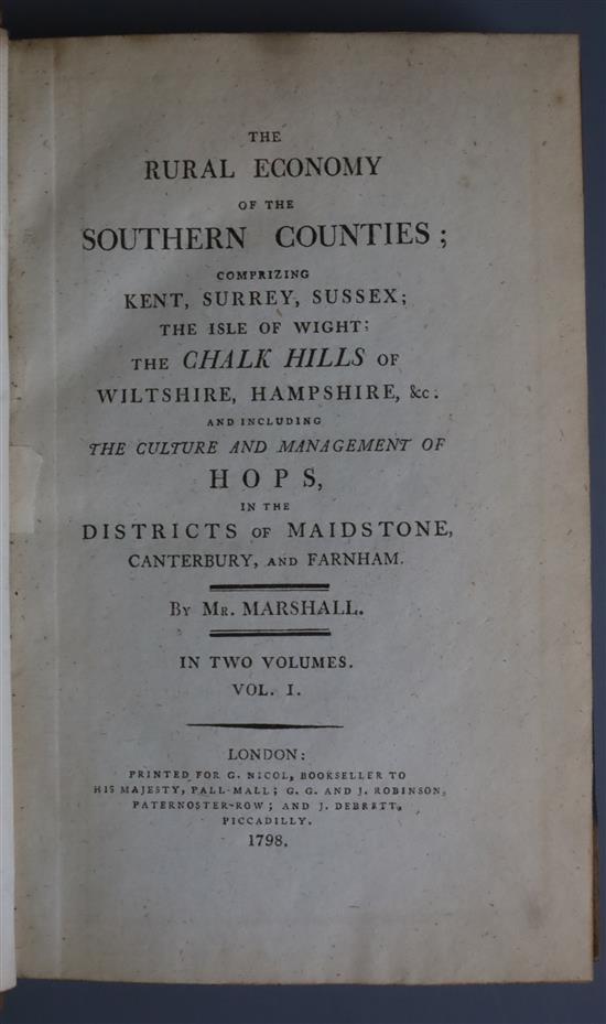 Marshall, William - The Rural Economy of the Southern Counties, 2 vols, 8vo, half calf library binding of Library